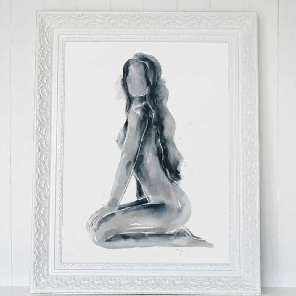 Watercolor Abstract Nude Woman Portrait Print Poster Unframed - Picture 6 of 14